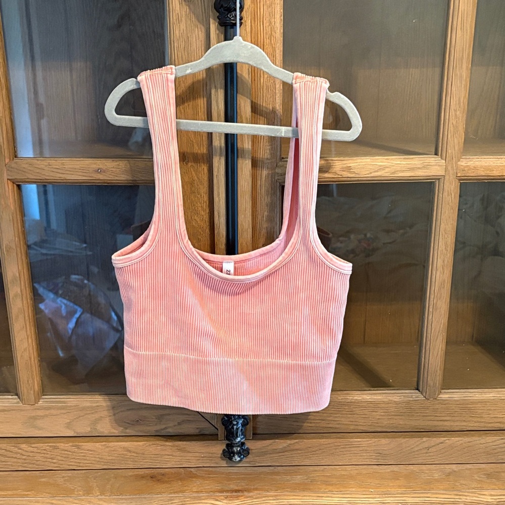 Zenana Outfitters Blush Ribbed Crop Top Bralette